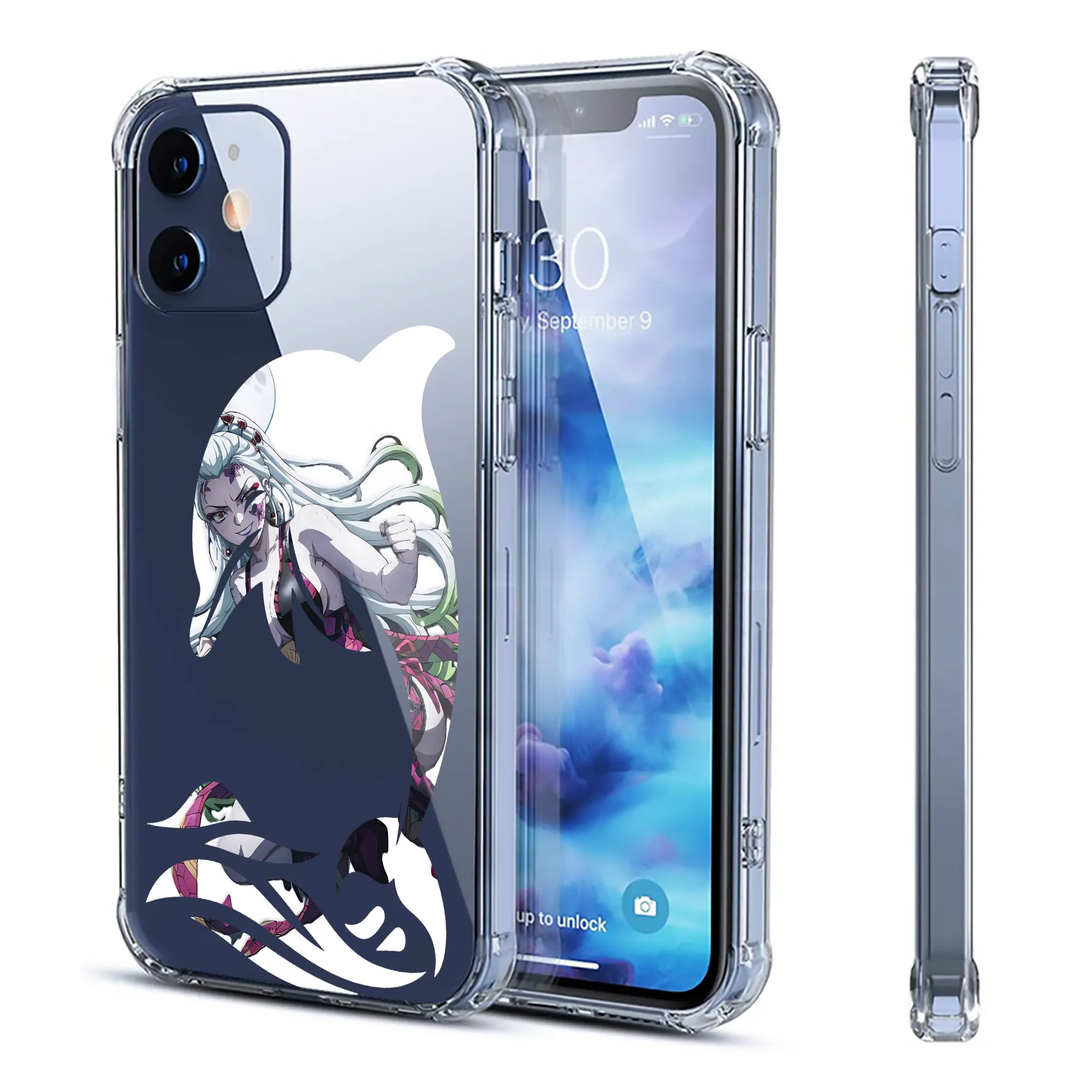 鬼滅の刃 グッズ,堕姫 - IPhone 12シリーズ対応 ・ 透明スマホケース ・ クリアソフトケース ・ TPU素材 ・ 耐衝撃 ・ 高密着 ・ 防汚 防指紋 ・ 簡単着脱